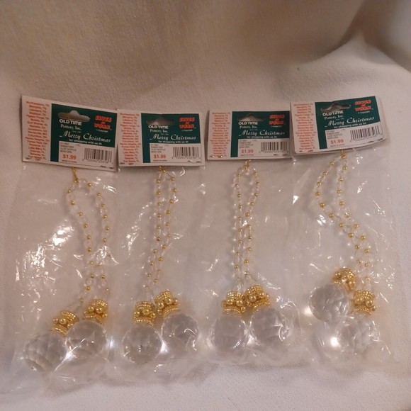 Glass and Gold Ornaments Dangle Elves At Work Old Time Pottery Lot of 4 - Picture 4 of 5